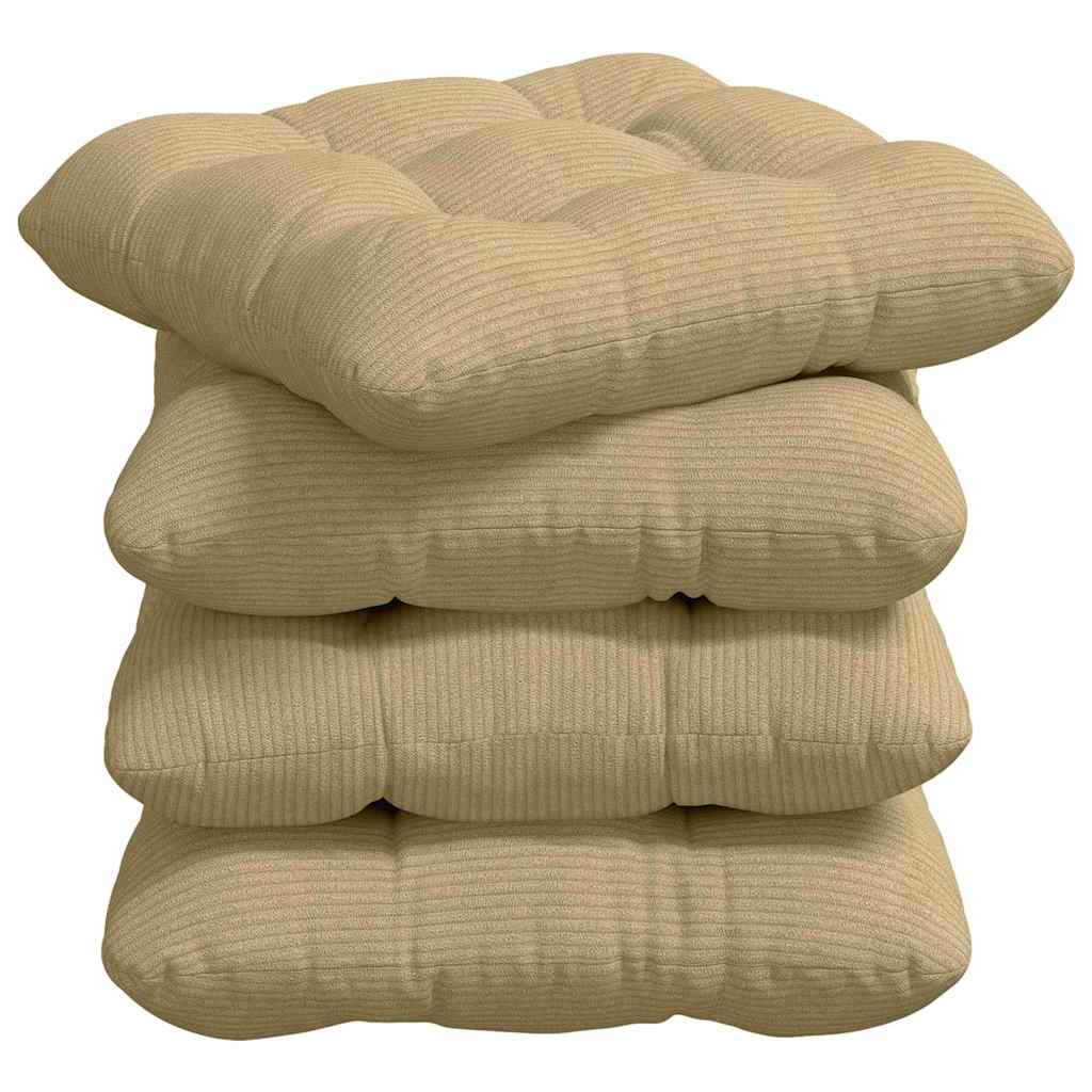 Cuscini per Seduta 4 pz Tessuto in Cords Grigio Verde
