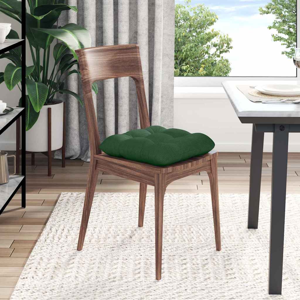 Cuscini per Seduta 4 pz Tessuto in Cords Verde Scuro 40 x 40 cm