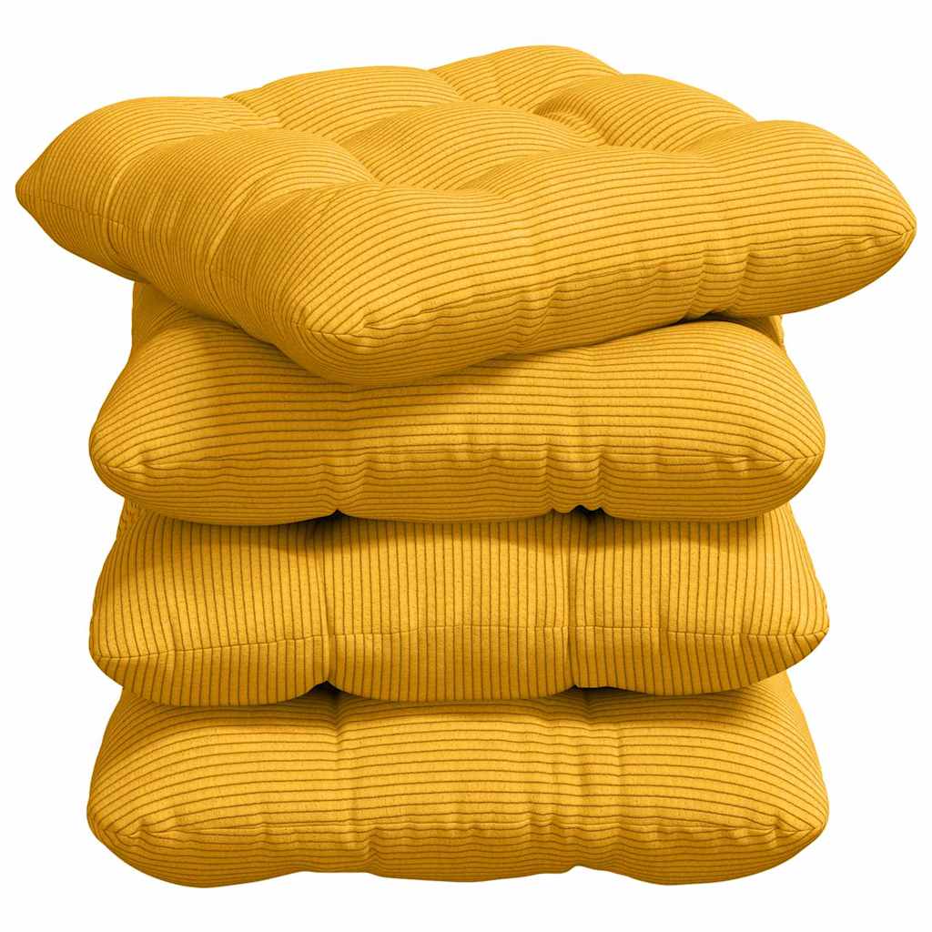 Cuscini per Seduta 4 pz Tessuto in Cords Giallo Chiaro