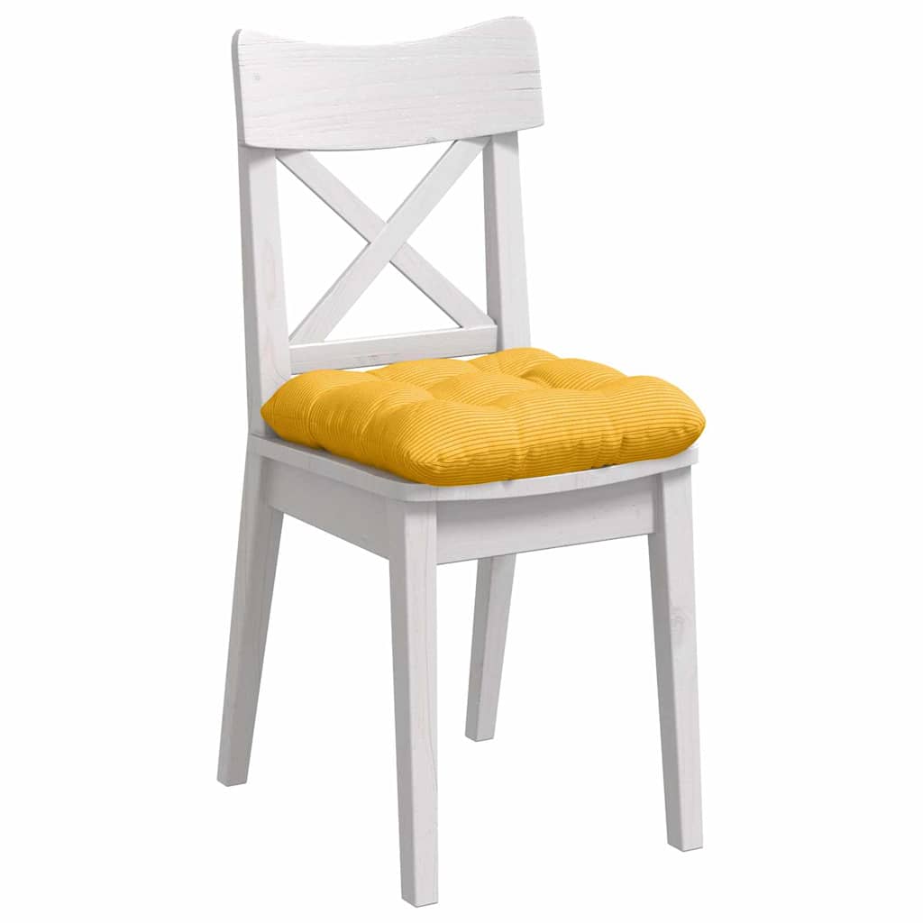 Cuscini per Seduta 4 pz Tessuto in Cords Giallo Chiaro
