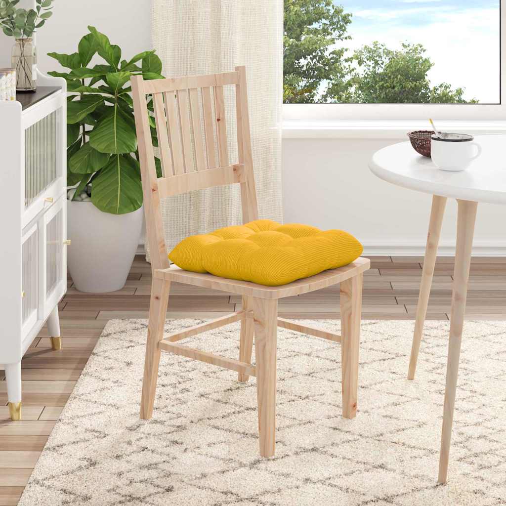 Cuscini per Seduta 4 pz Tessuto in Cords Giallo Chiaro