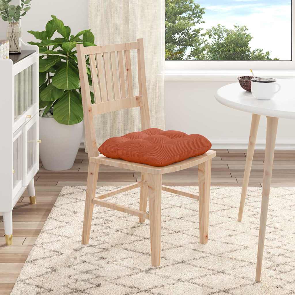 Cuscini per Seduta 4 pz Tessuto in Cords Rosso Arancio