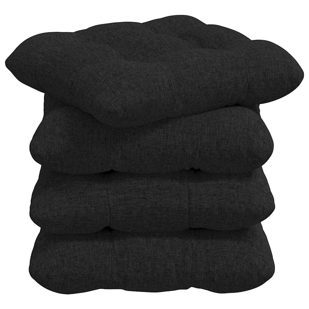 Cuscini per Seduta 4 pz Tessuto Nero 45 x 45 x 12 cm