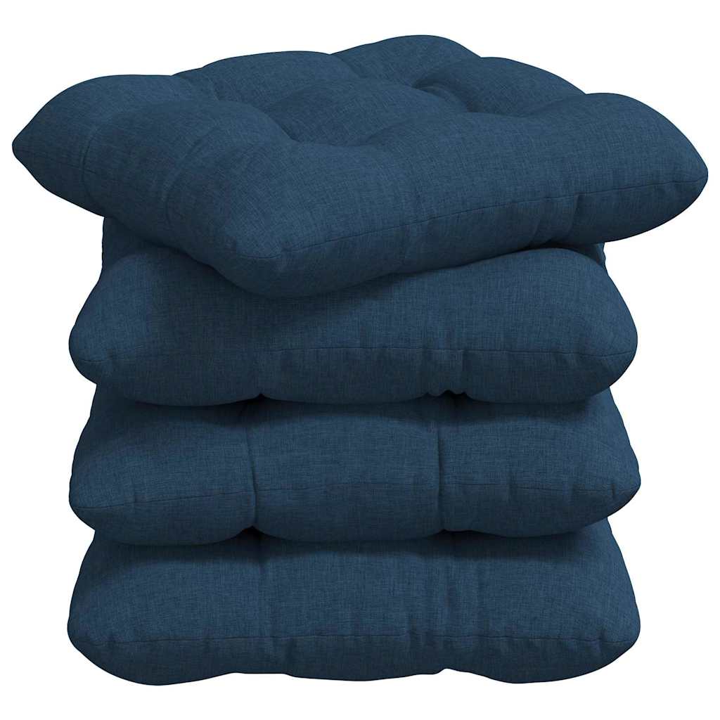Cuscini per Seduta 4 pz Tessuto Blu 45 x 45 x 12 cm