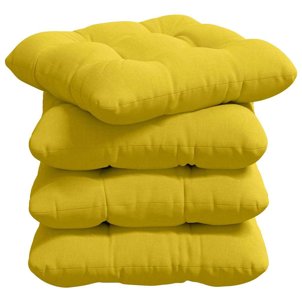 Cuscini per Seduta 4 pz Tessuto Giallo Chiaro 45 x 45 x 12 cm