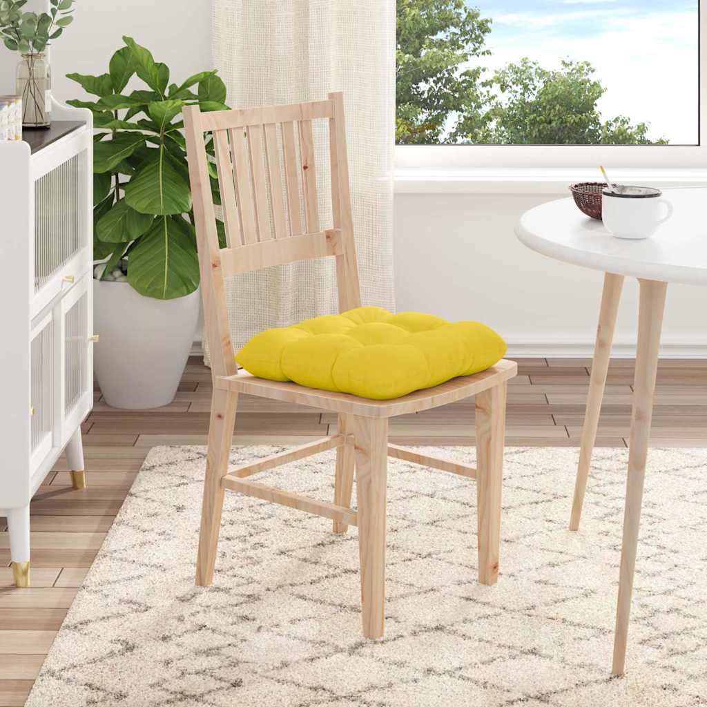 Cuscini per Seduta 4 pz Tessuto Giallo Chiaro 45 x 45 x 12 cm