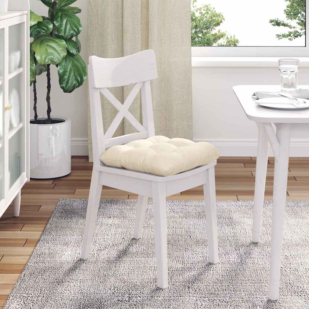 Cuscini per Seduta 4 pz Tessuto in Cords Crema 45 x 45 cm
