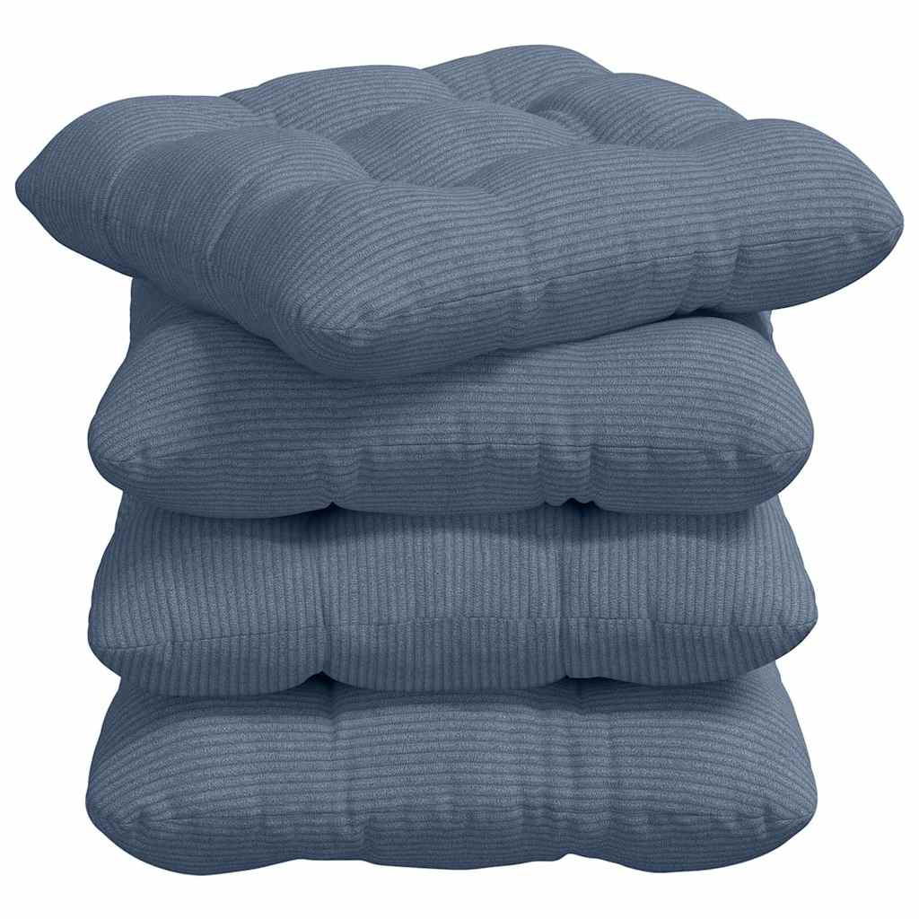 Cuscini per Seduta 4 pz Tessuto in Cords Blu 45 x 45 cm