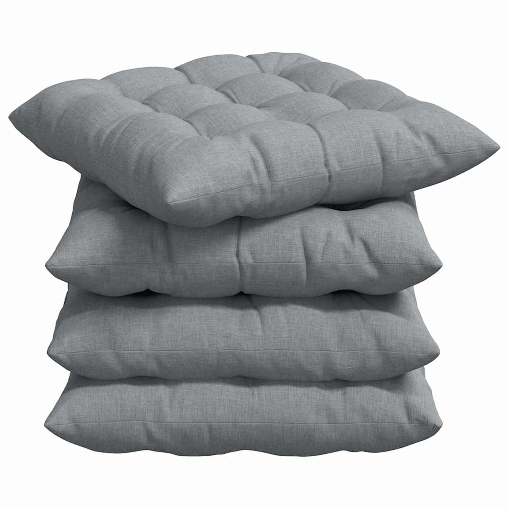 Cuscini per Seduta 4 pz Tessuto Grigio Chiaro 40 x 40 x 6 cm
