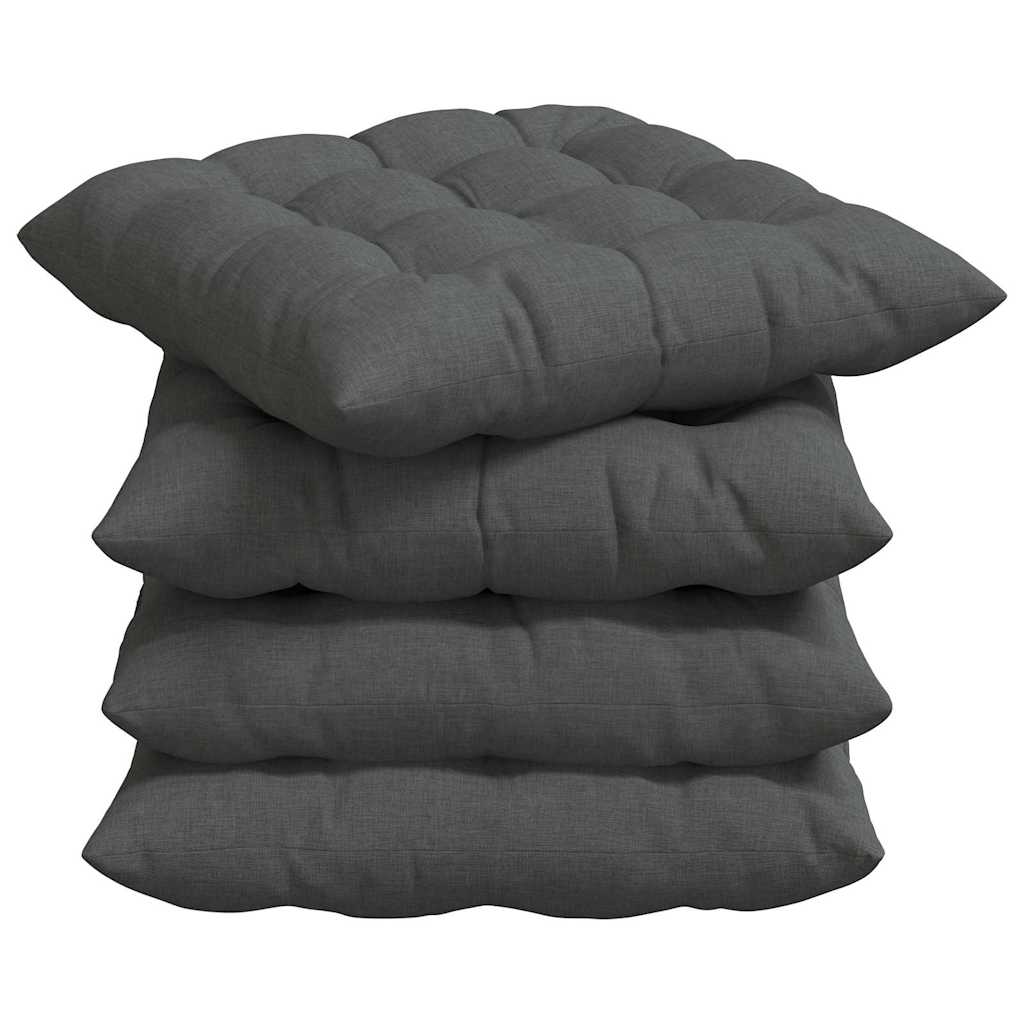 Cuscini per Seduta 4 pz Tessuto Grigio Scuro 40 x 40 x 6 cm