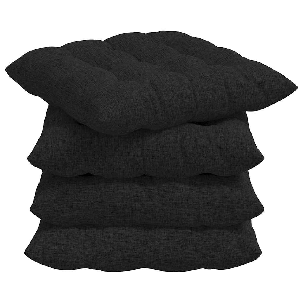 Cuscini per Seduta 4 pz Tessuto Nero 40 x 40 x 6 cm