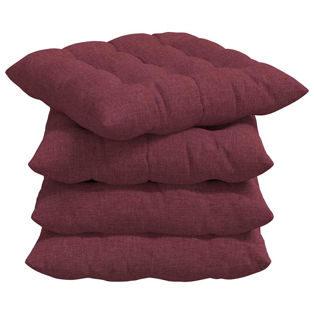 Cuscini per Seduta 4 pz Tessuto Rosso Vino 40 x 40 x 6 cm