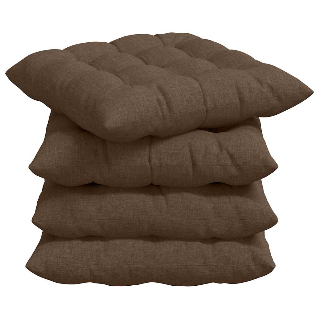 Cuscini per Seduta 4 pz Tessuto Marrone 40 x 40 x 6 cm