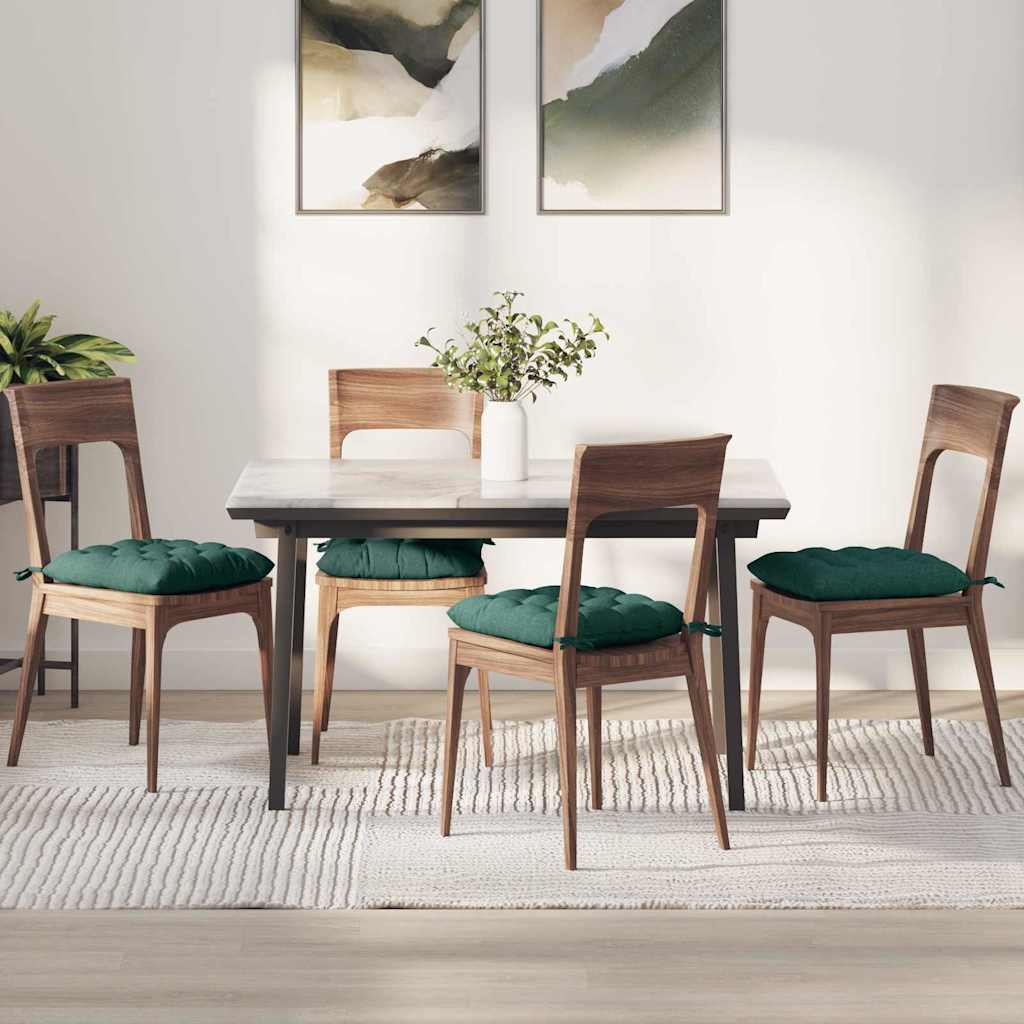 Cuscini per Seduta 4 pz Tessuto Verde Scuro 40 x 40 x 6 cm
