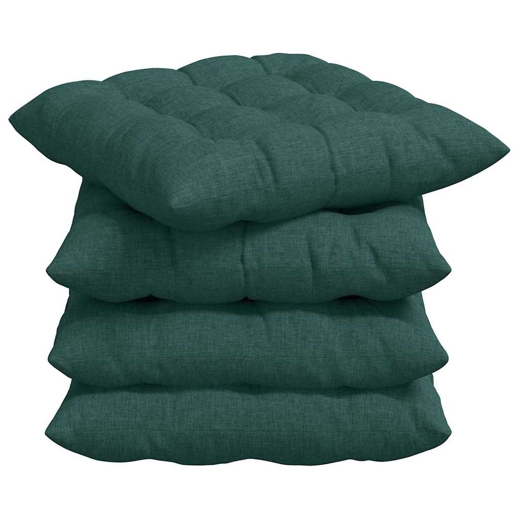 Cuscini per Seduta 4 pz Tessuto Verde Scuro 40 x 40 x 6 cm