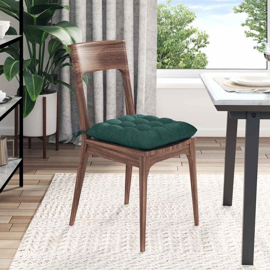 Cuscini per Seduta 4 pz Tessuto Verde Scuro 40 x 40 x 6 cm