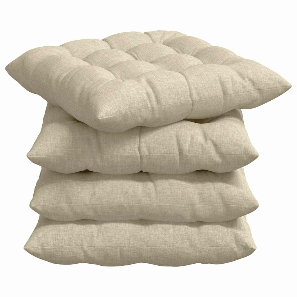 Cuscini per Seduta 4 pz Tessuto Crema 40 x 40 x 6 cm