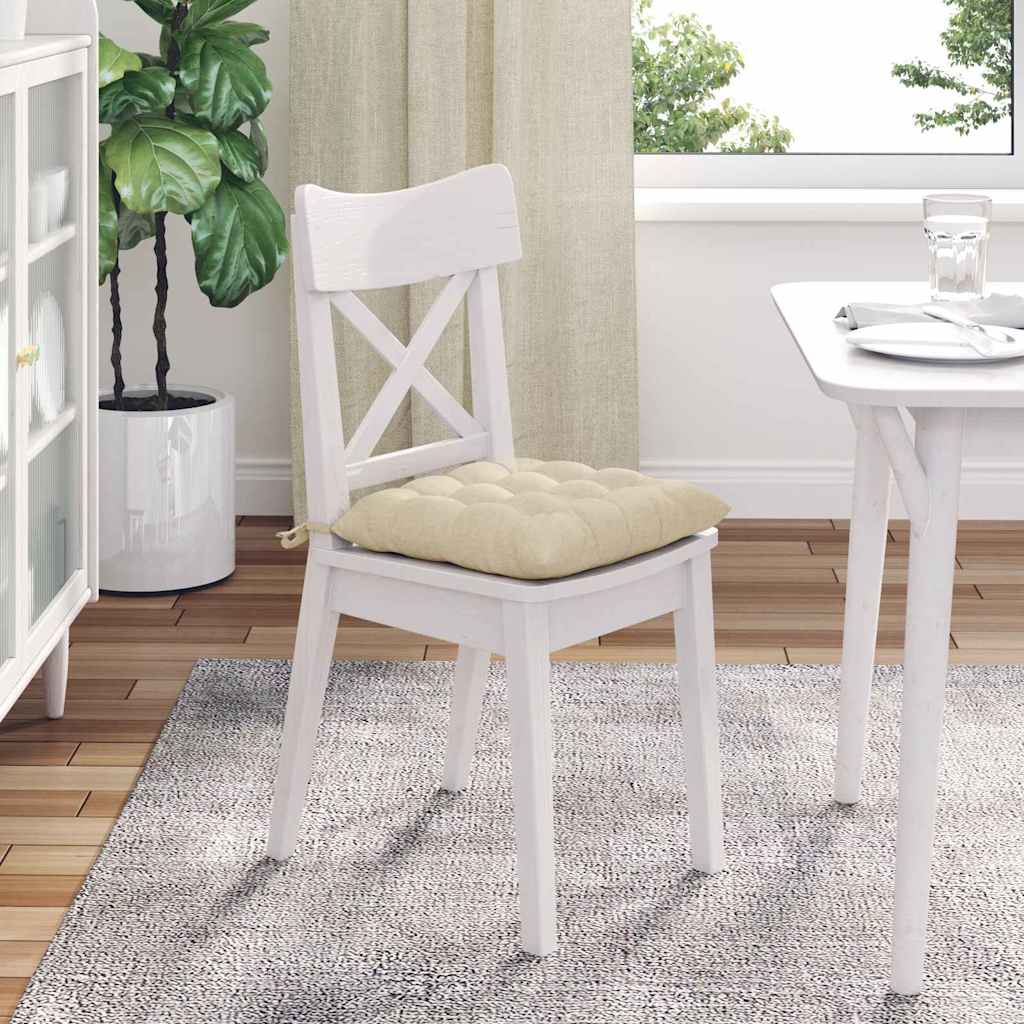 Cuscini per Seduta 4 pz Tessuto Crema 40 x 40 x 6 cm