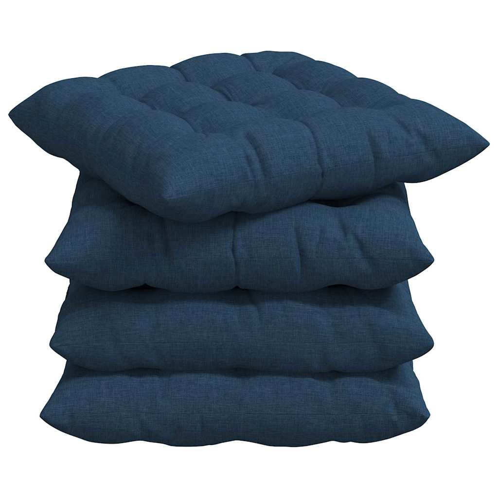 Cuscini per Seduta 4 pz Tessuto Blu 40 x 40 x 6 cm