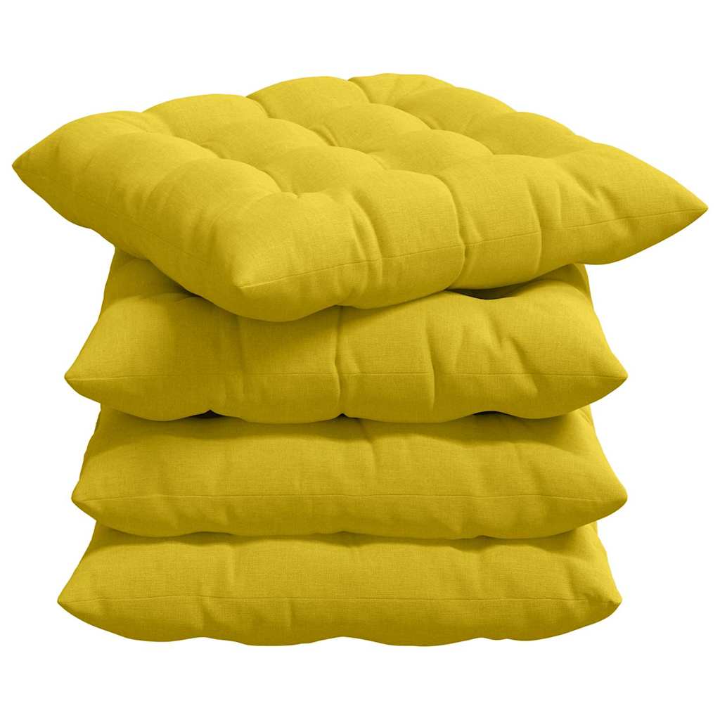 Cuscini per Seduta 4 pz Tessuto Giallo Chiaro 40 x 40 x 6 cm