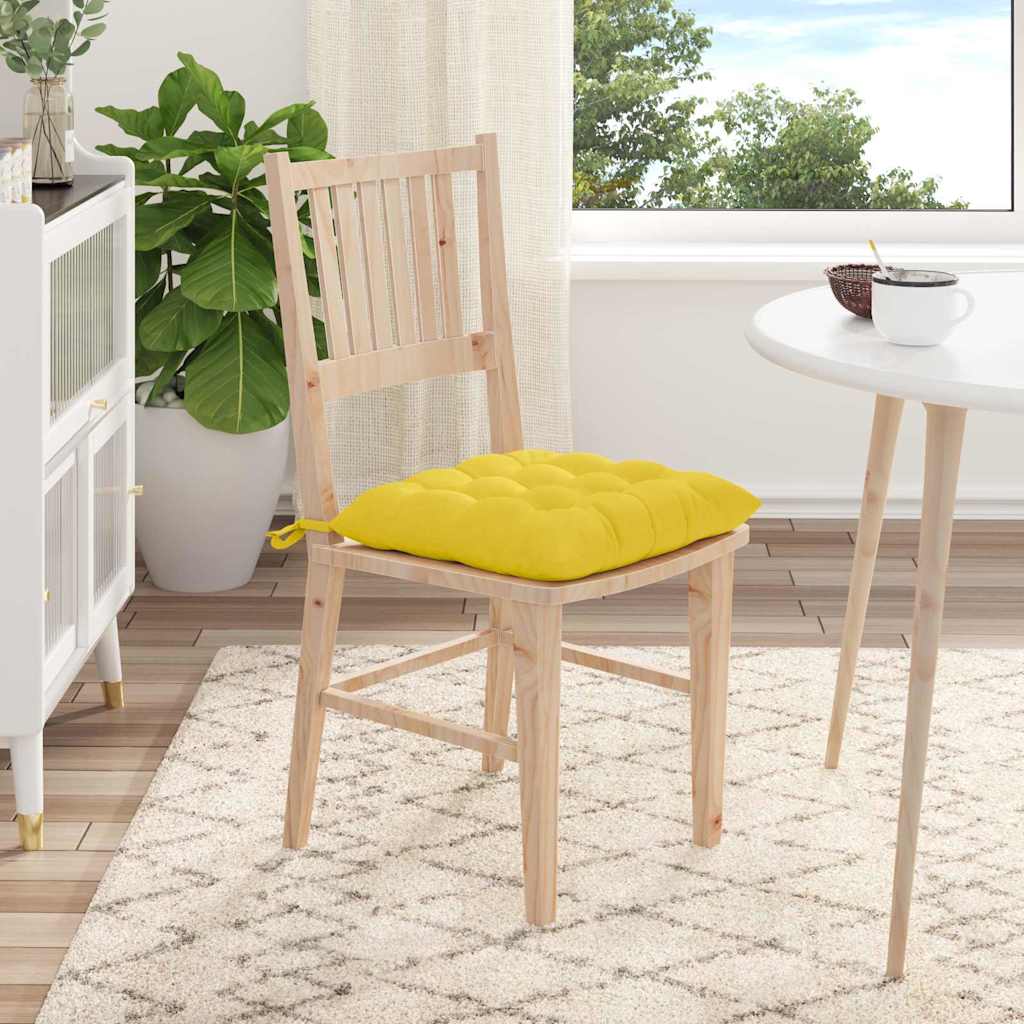 Cuscini per Seduta 4 pz Tessuto Giallo Chiaro 40 x 40 x 6 cm