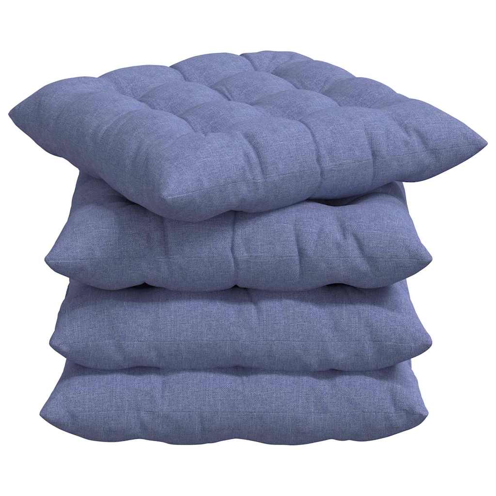 Cuscini per Seduta 4 pz Tessuto Blu jeans 40 x 40 x 6 cm