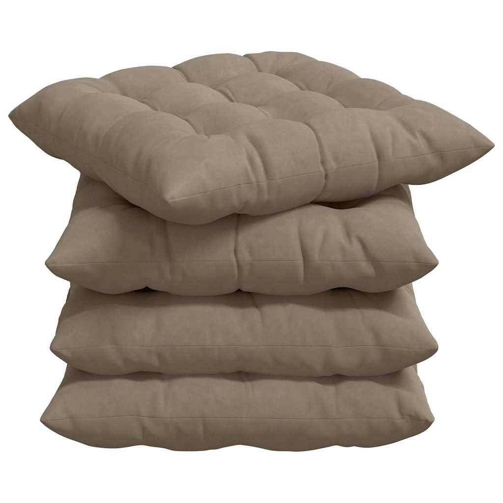 Cuscini per Seduta 4 pz Microfibra Tortora 40 x 40 x 6 cm