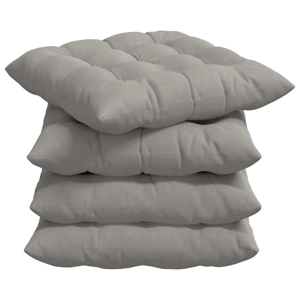 Cuscini per Seduta 4 pz Microfibra Grigio Chiaro 40 x 40 x 6 cm