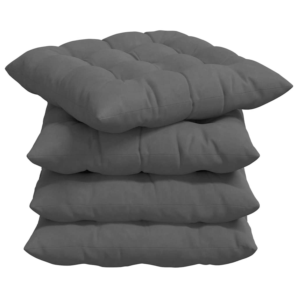 Cuscini per Seduta 4 pz Microfibra Grigio Scuro 40 x 40 x 6 cm