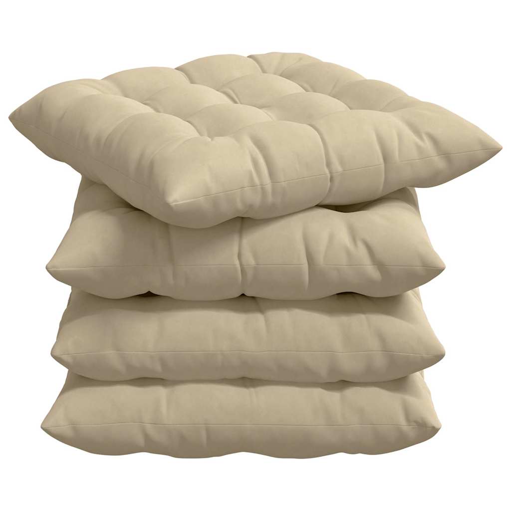 Cuscini per Seduta 4 pz Microfibra Crema 40 x 40 x 6 cm