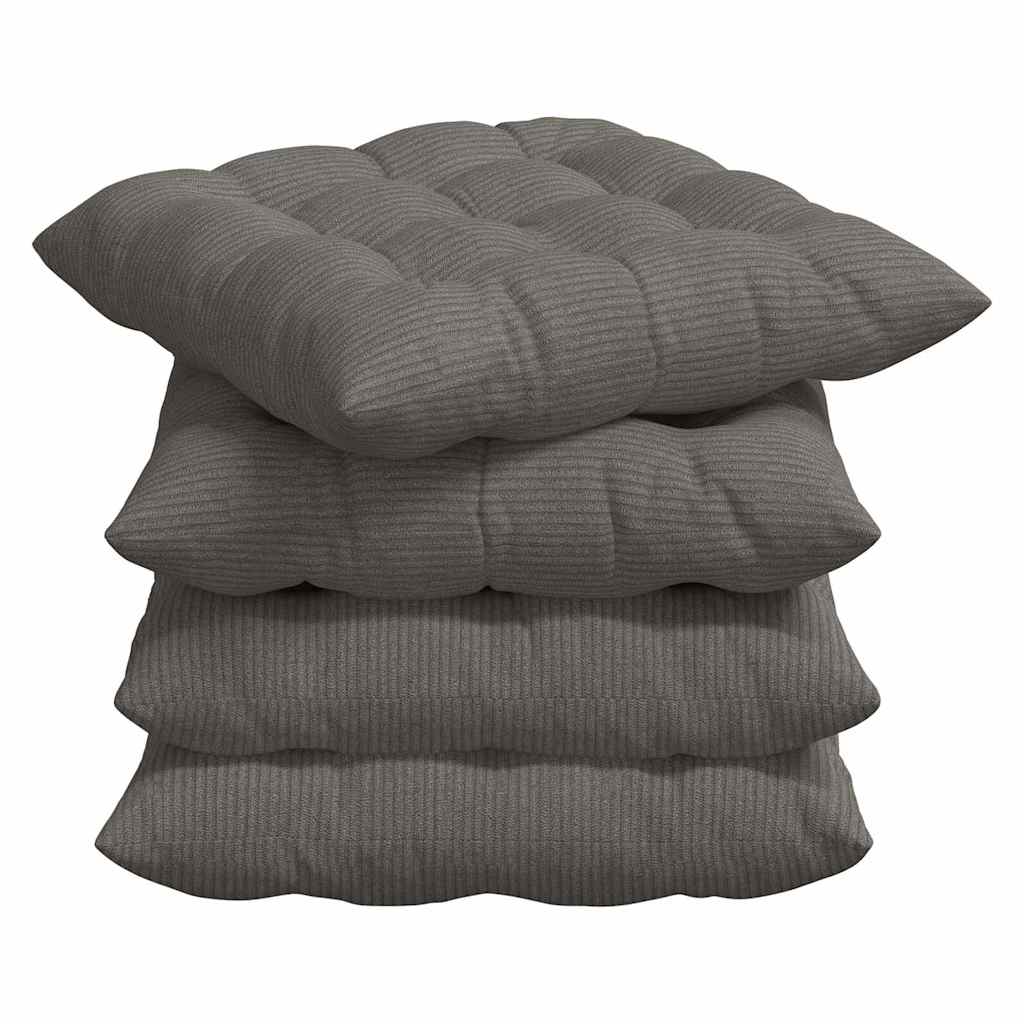 Cuscini per Seduta 4 pz Tessuto in Cords Grigio Chiaro