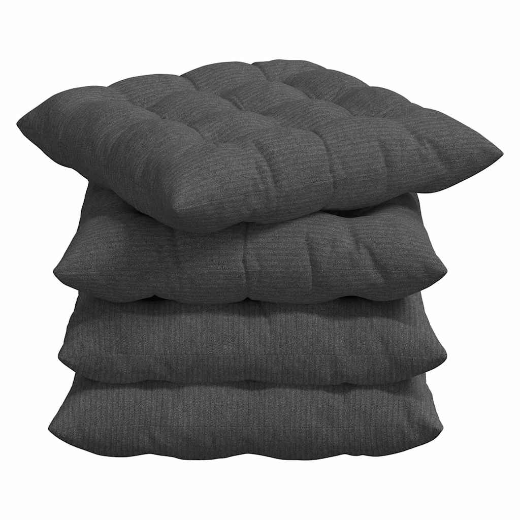 Cuscini per Seduta 4 pz Tessuto in Cords Grigio Scuro