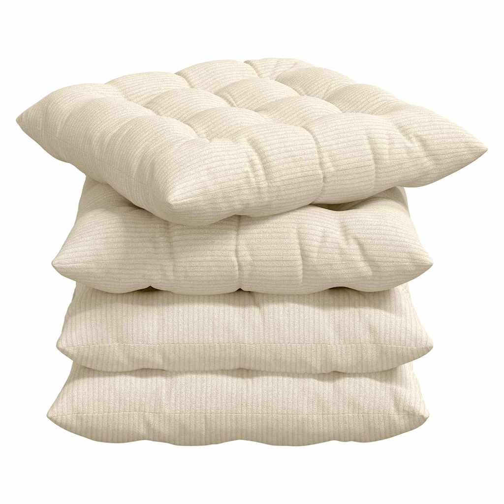 Cuscini per Seduta 4 pz Tessuto in Cords Crema 40 x 40 x 6 cm