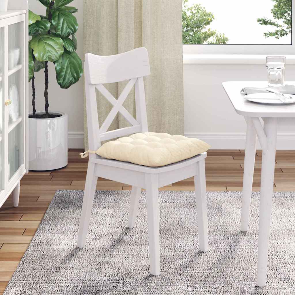 Cuscini per Seduta 4 pz Tessuto in Cords Crema 40 x 40 x 6 cm