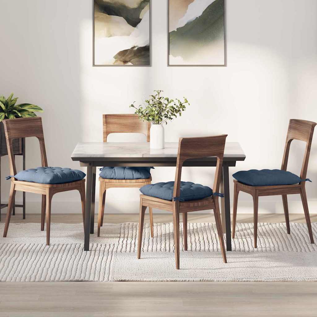 Cuscini per Seduta 4 pz Tessuto in Cords Blu 40 x 40 x 6 cm