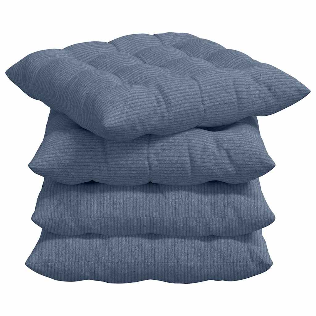 Cuscini per Seduta 4 pz Tessuto in Cords Blu 40 x 40 x 6 cm