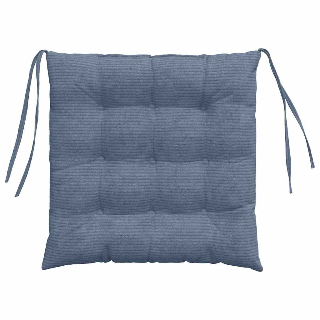 Cuscini per Seduta 4 pz Tessuto in Cords Blu 40 x 40 x 6 cm