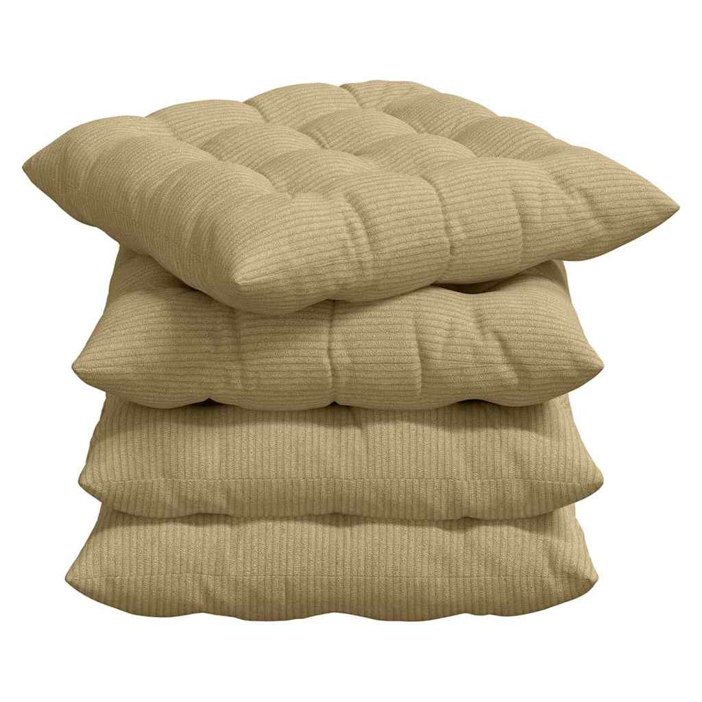 Cuscini per Seduta 4 pz Tessuto in Cords Grigio Verde