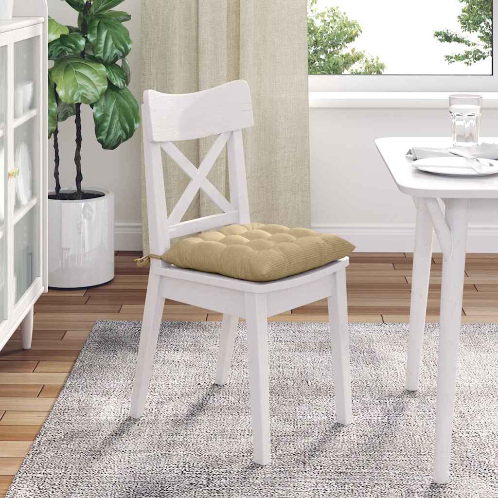 Cuscini per Seduta 4 pz Tessuto in Cords Grigio Verde