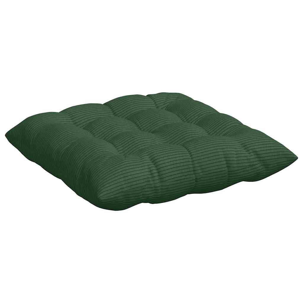 Cuscini per Seduta 4 pz Tessuto in Cords Verde Scuro