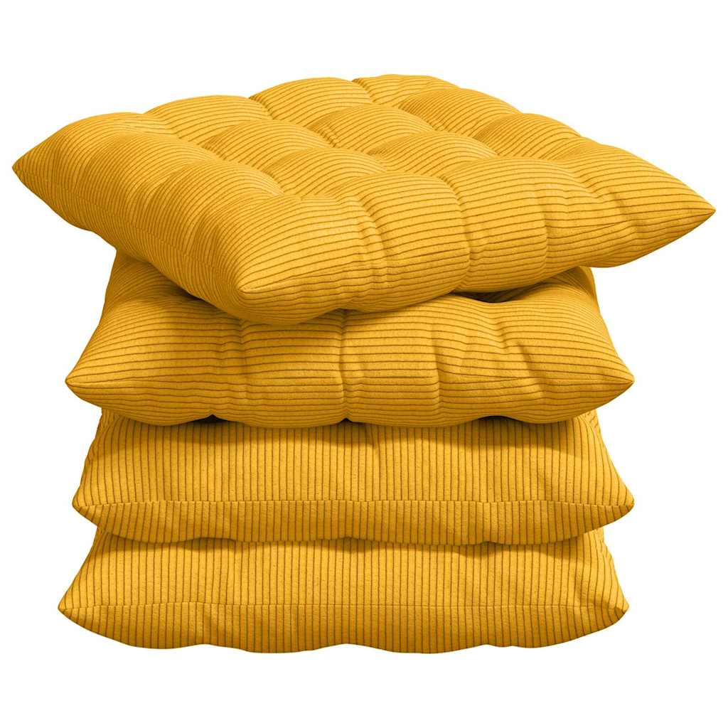 Cuscini per Seduta 4 pz Tessuto in Cords Giallo Chiaro