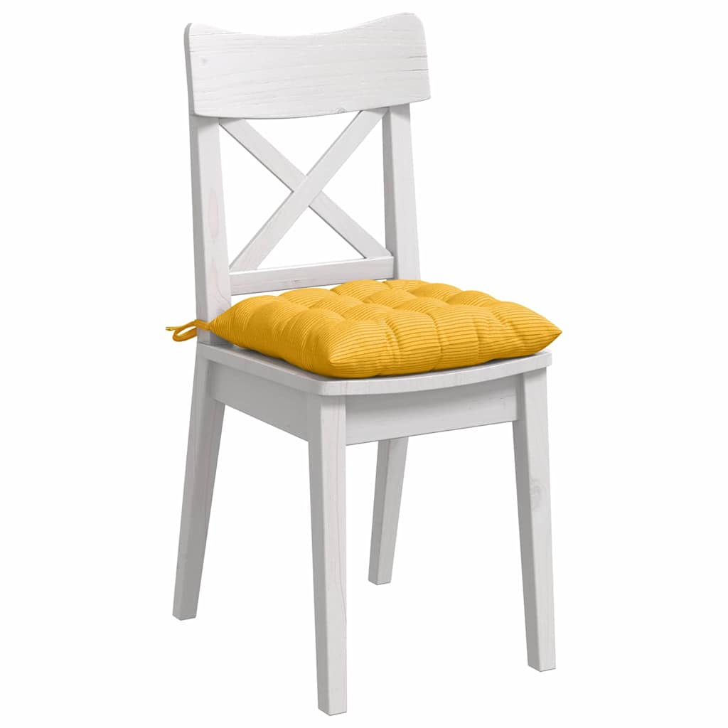 Cuscini per Seduta 4 pz Tessuto in Cords Giallo Chiaro