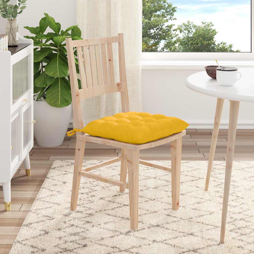 Cuscini per Seduta 4 pz Tessuto in Cords Giallo Chiaro