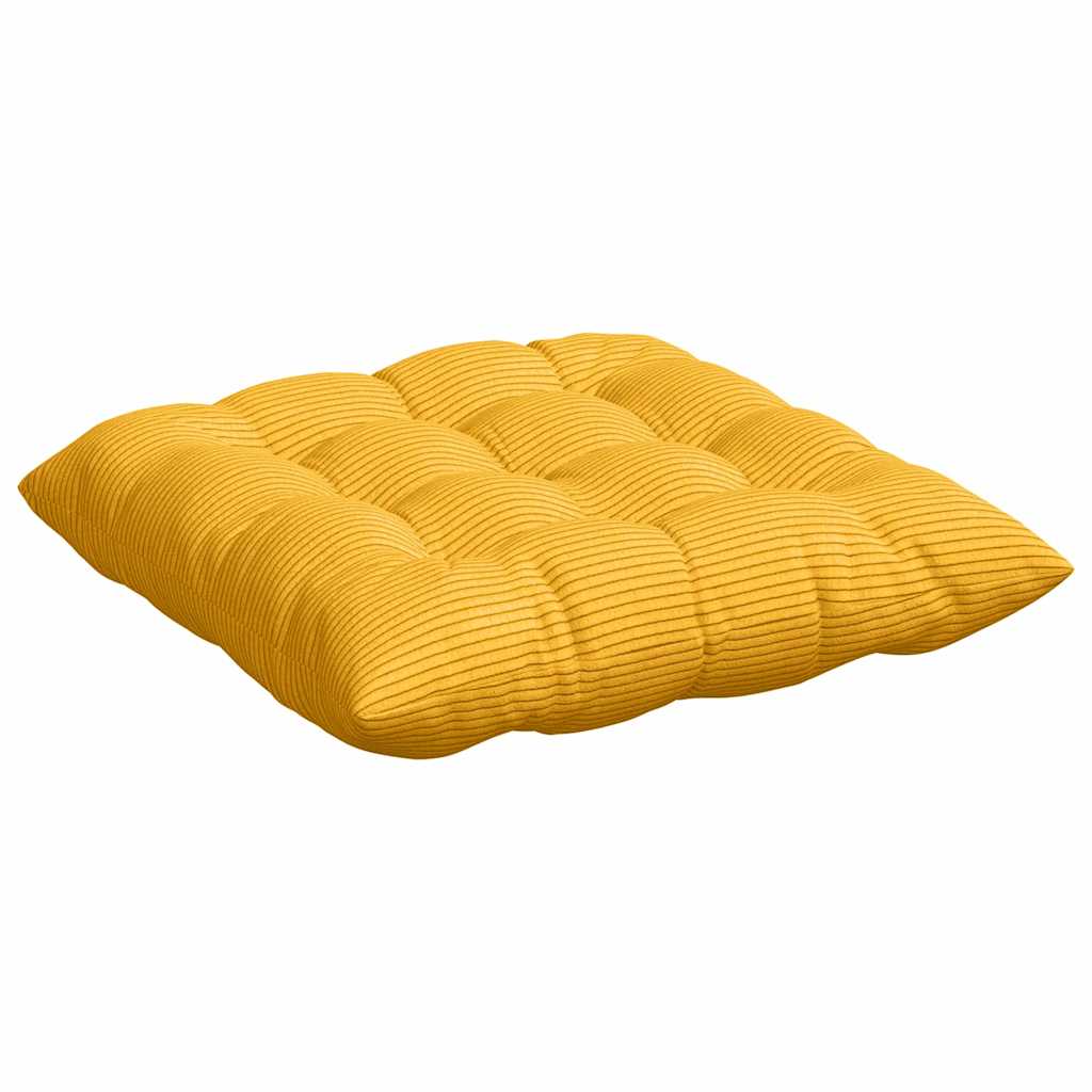 Cuscini per Seduta 4 pz Tessuto in Cords Giallo Chiaro