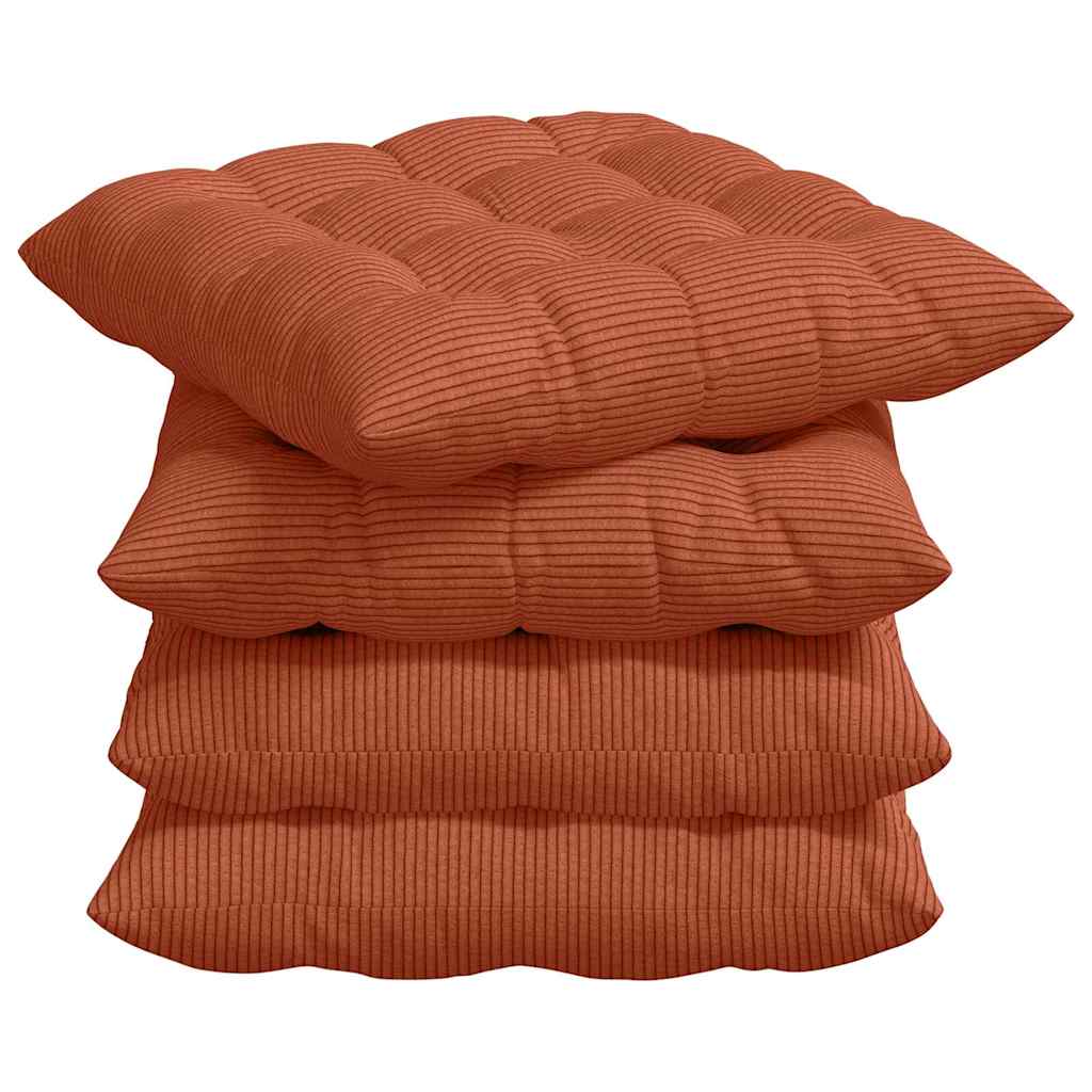 Cuscini per Seduta 4 pz Tessuto in Cords Rosso Arancio