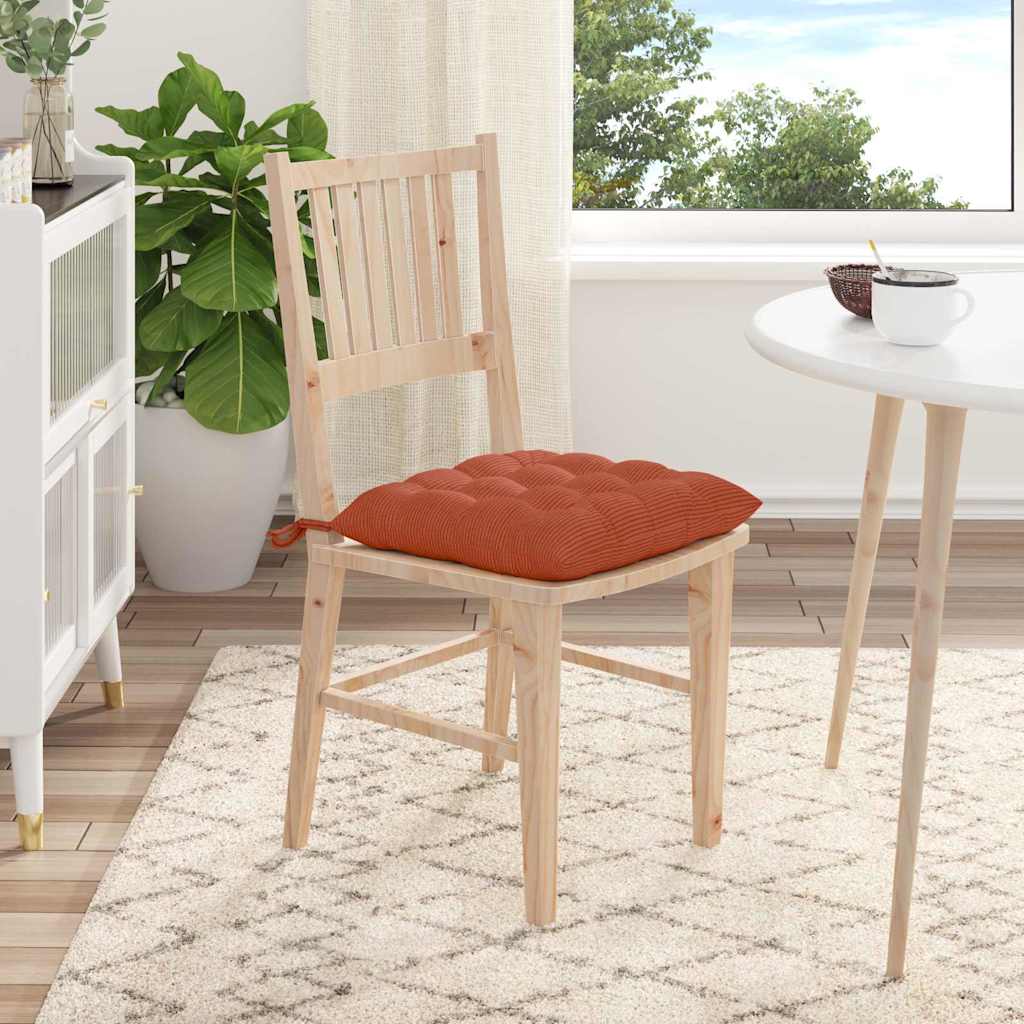 Cuscini per Seduta 4 pz Tessuto in Cords Rosso Arancio