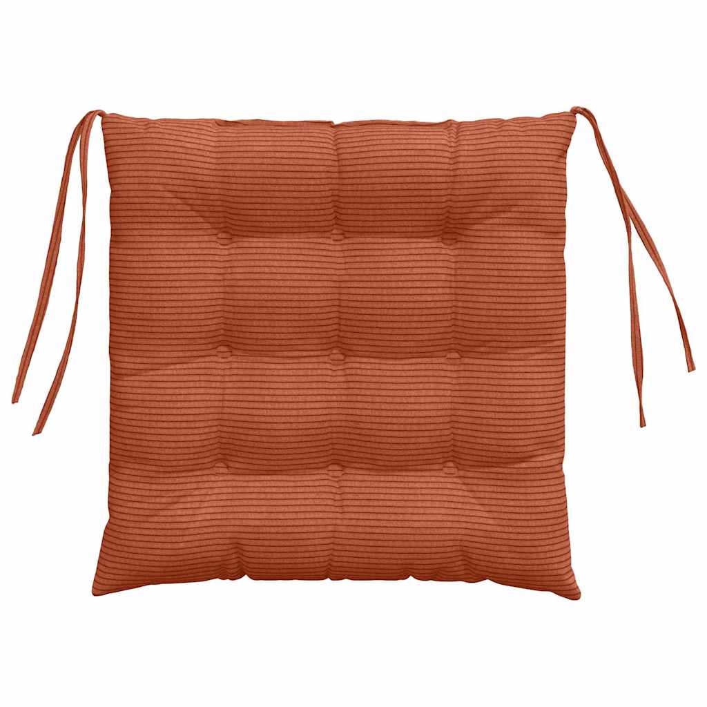 Cuscini per Seduta 4 pz Tessuto in Cords Rosso Arancio