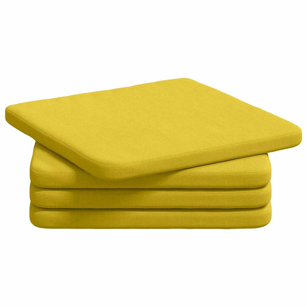 Cuscini per Seduta 4 pz Tessuto Giallo Chiaro 40 x 40 x 3 cm