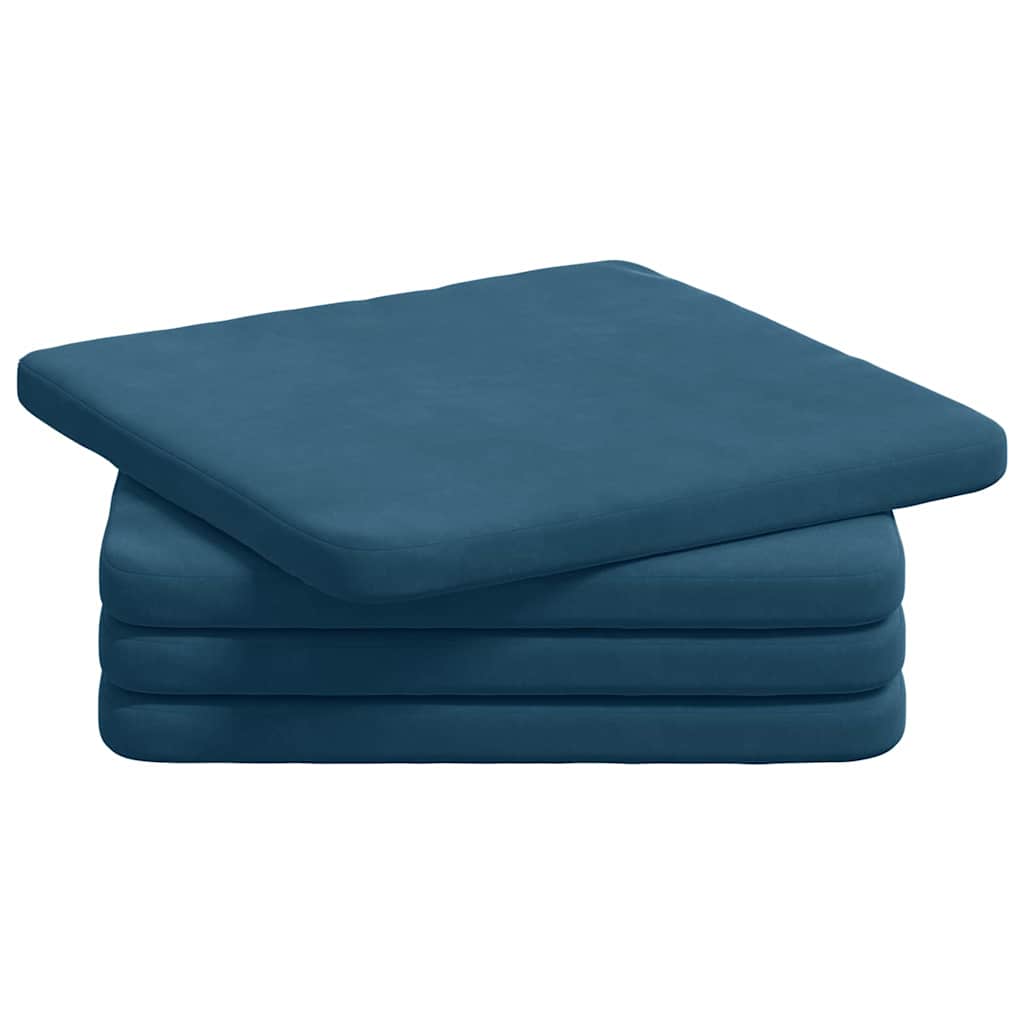 Cuscini per Seduta 4 pz Velluto Blu 40 x 40 x 3 cm
