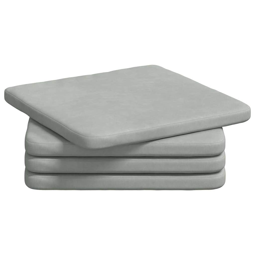 Cuscini per Seduta 4 pz Velluto Grigio chiaro 40 x 40 x 3 cm